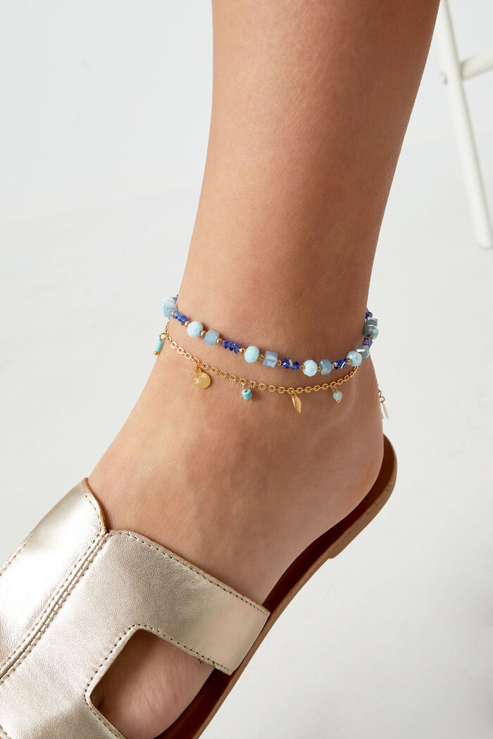 Simple spring anklet natural stone - gold Picture2